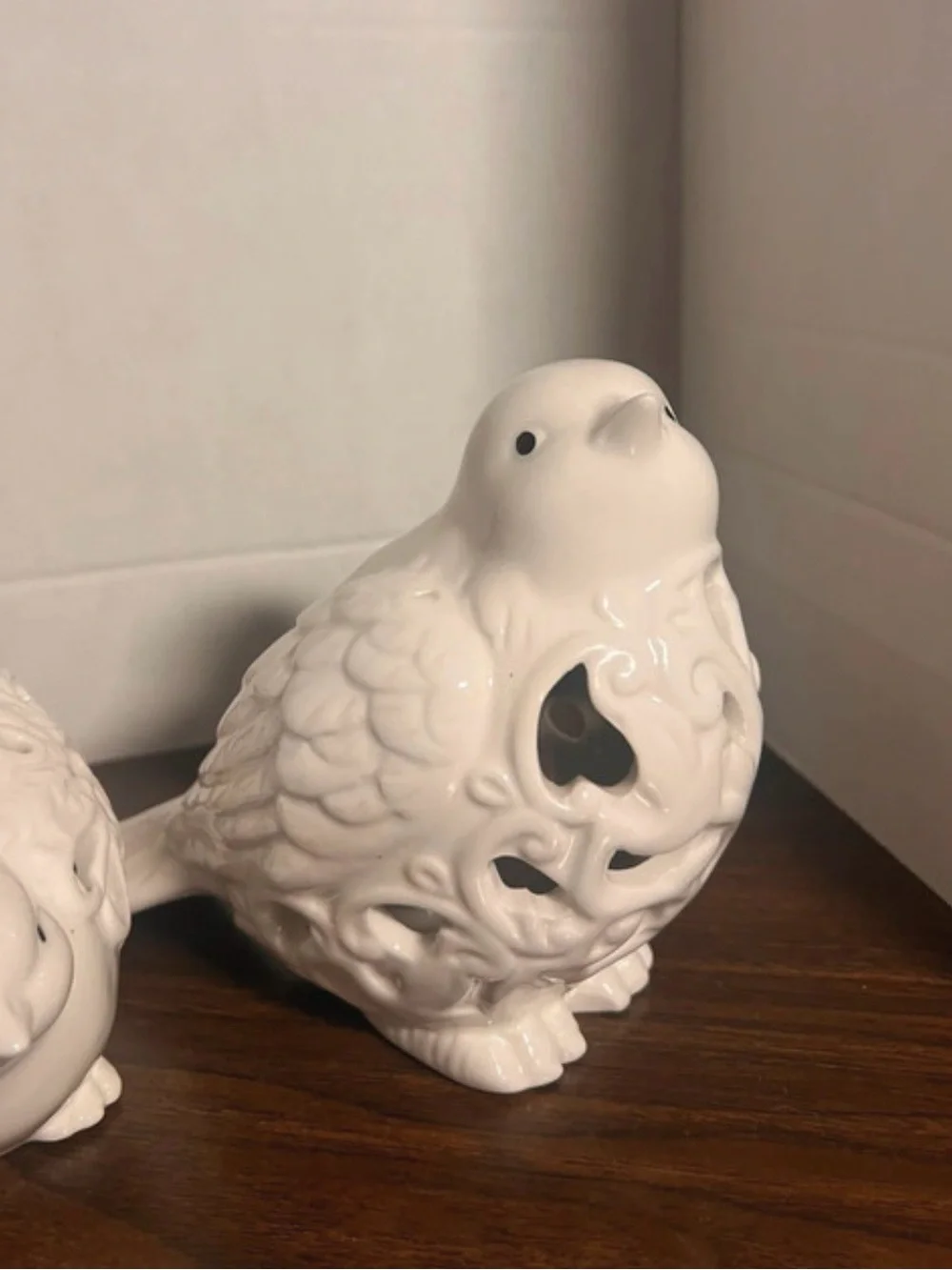 White Ceramic Bird Figurine Trio